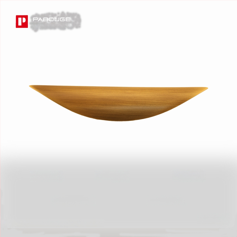 Latūnų spintelės durų rankena su lapų įkvėptu dizainu (Modelis 1038; Medžiaga: latūnas; Procesas: liejimas spaudimu; Taikymas: spintelės durys; Stilius: Šviesus prabanga)