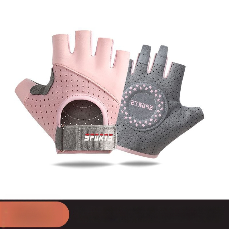 Fitneso puspirštinės pirštinės treniruotėms ir dviračio važiavimui - neslidžios, atsparios dėvėjimu, kvėpuojančios, smūgių slopinimas, Ice Silk medvilnės mišinys