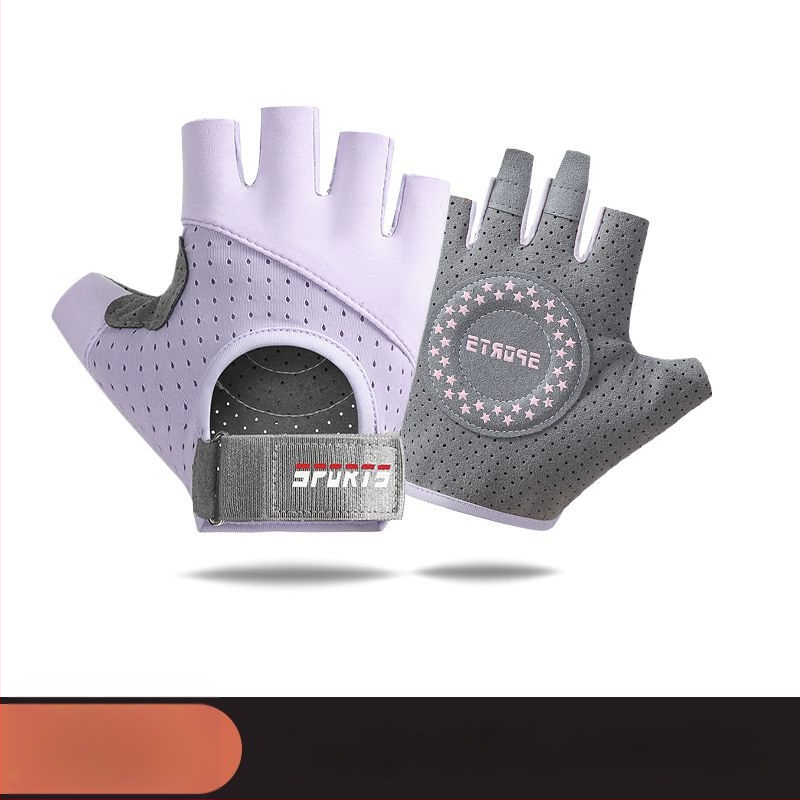 Fitneso puspirštinės pirštinės treniruotėms ir dviračio važiavimui - neslidžios, atsparios dėvėjimu, kvėpuojančios, smūgių slopinimas, Ice Silk medvilnės mišinys