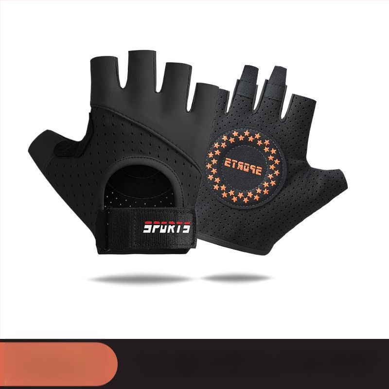 Fitneso puspirštinės pirštinės treniruotėms ir dviračio važiavimui - neslidžios, atsparios dėvėjimu, kvėpuojančios, smūgių slopinimas, Ice Silk medvilnės mišinys