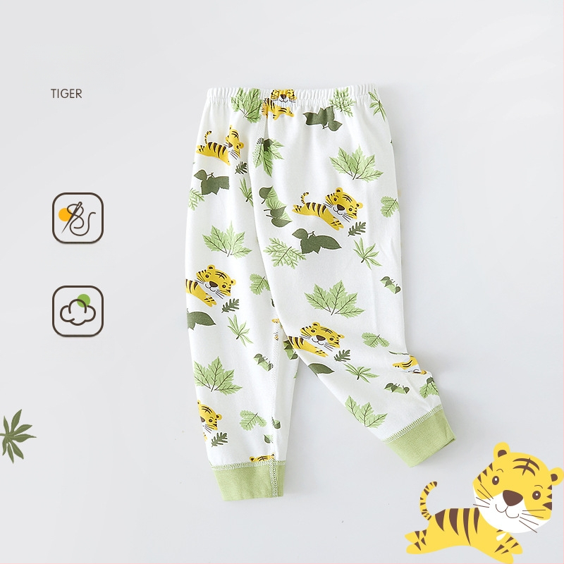 Бебешки памучни безшевни дълги панталони, 100% памук, средна талия, унисекс, за деца 1–3 г., пролет–есен