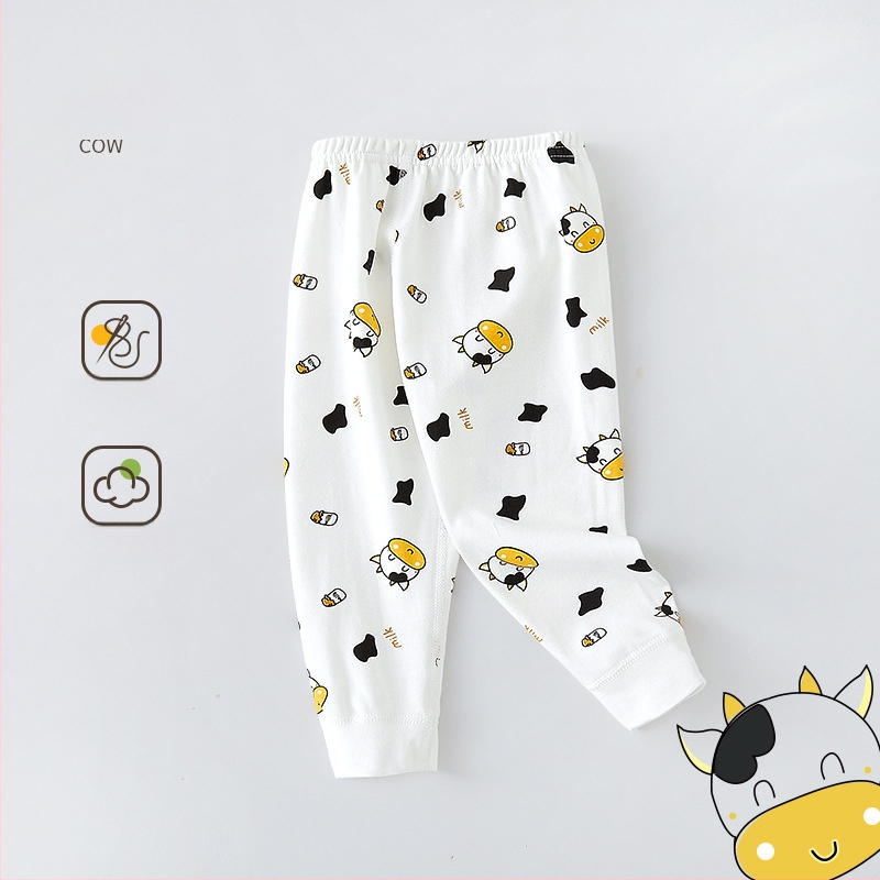 Бебешки памучни безшевни дълги панталони, 100% памук, средна талия, унисекс, за деца 1–3 г., пролет–есен