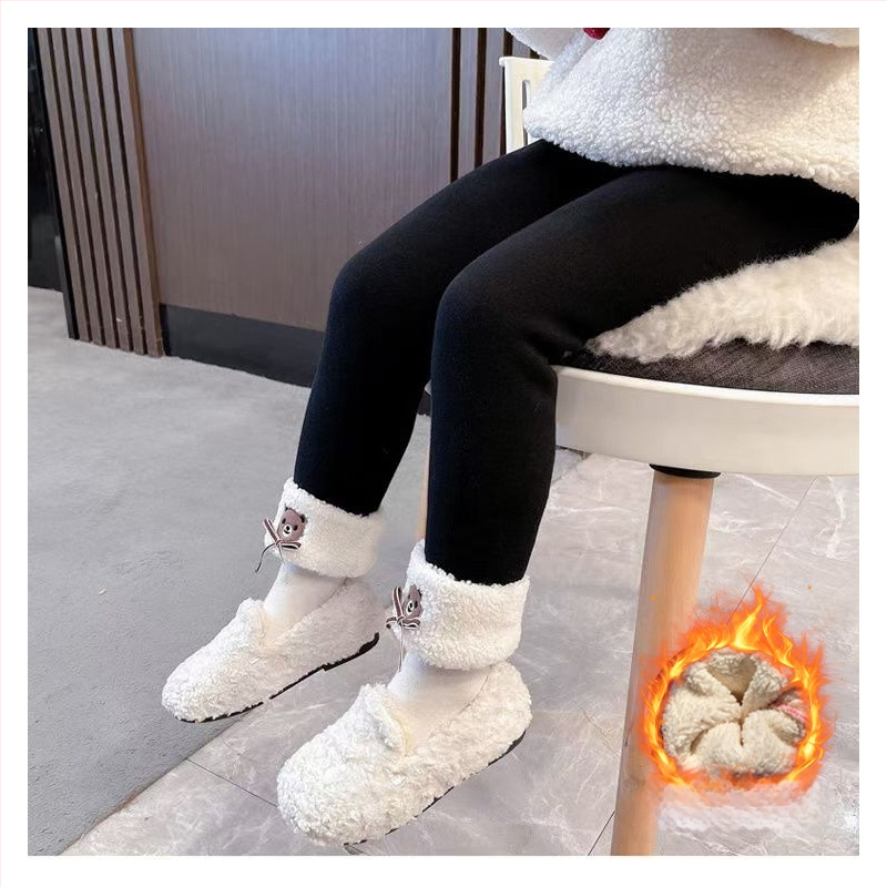 Bērnu flīsa legingi ar 90% kokvilnu, vidukļa vidējā daļa, ziemai, vecums 1–3 gadi, lāču motīvs