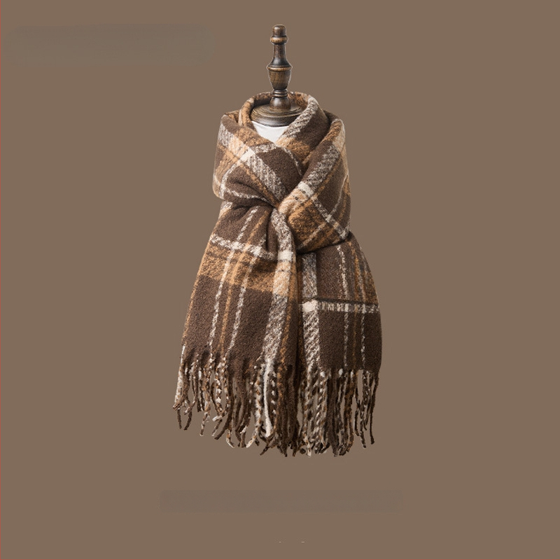 Maillard ретро шал за момичета, зима 2025, топъл с ресни