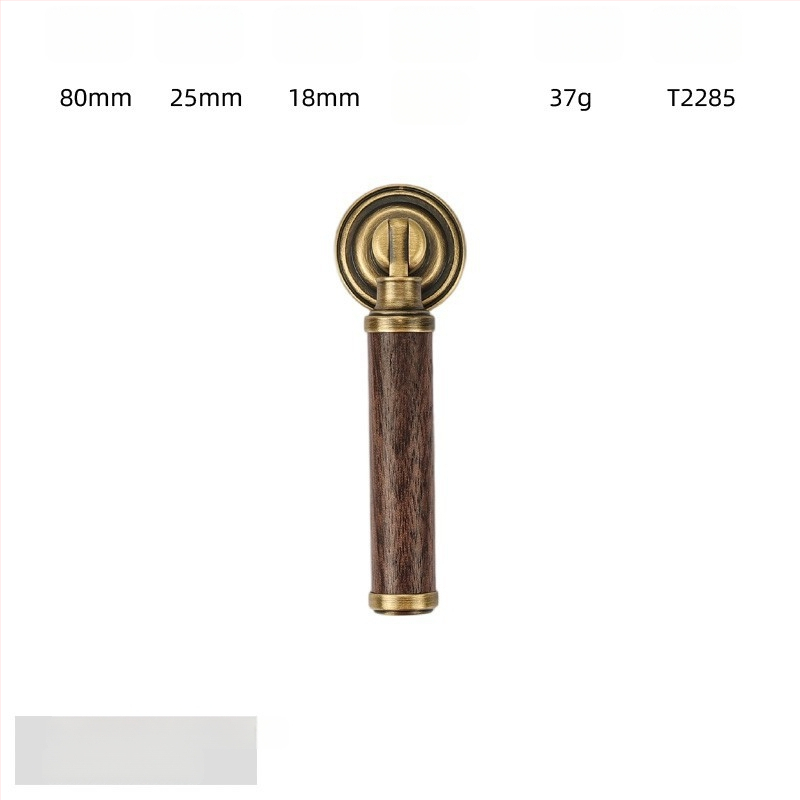 Дръжка за шкаф - медна сплав + орехово дърво, електроплатирана, стил лайт лукс, модел 2285/2287, за гардероб, шкафове и чекмеджета, баня и винен шкаф