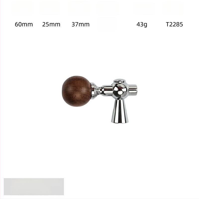 Дръжка за шкаф - медна сплав + орехово дърво, електроплатирана, стил лайт лукс, модел 2285/2287, за гардероб, шкафове и чекмеджета, баня и винен шкаф