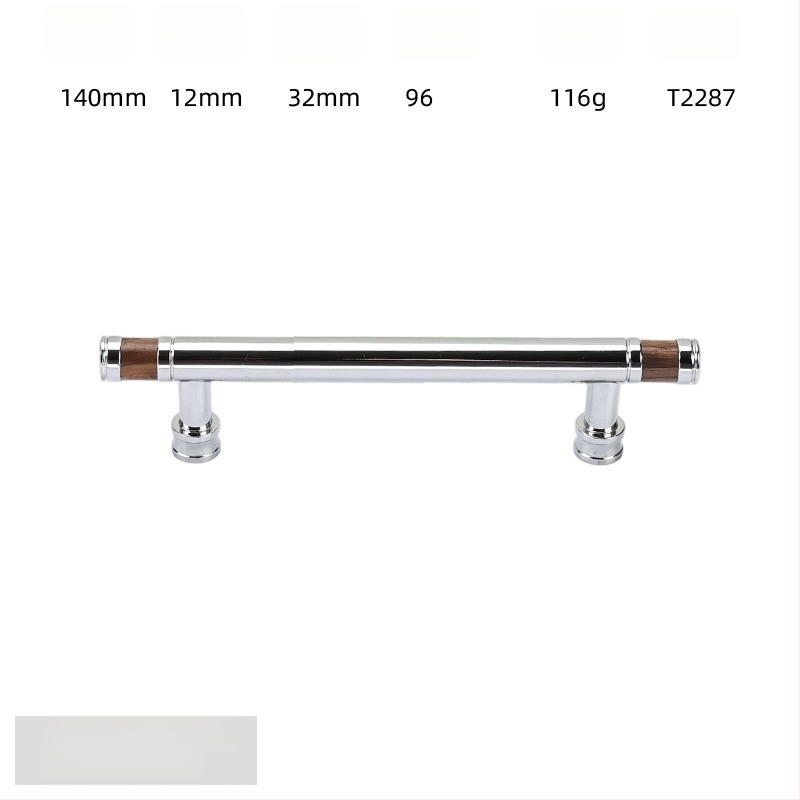 Дръжка за шкаф - медна сплав + орехово дърво, електроплатирана, стил лайт лукс, модел 2285/2287, за гардероб, шкафове и чекмеджета, баня и винен шкаф