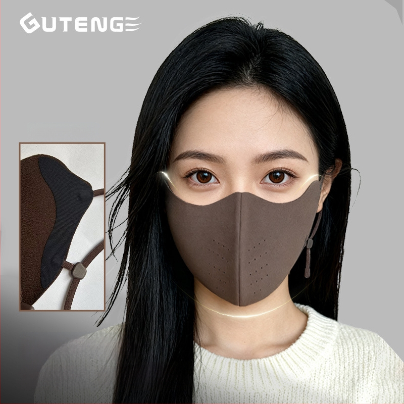 Топла есенно-зимна найлонова маска за лице с UPF50+ UV защита, ушни куки, монохромен модел, унисекс