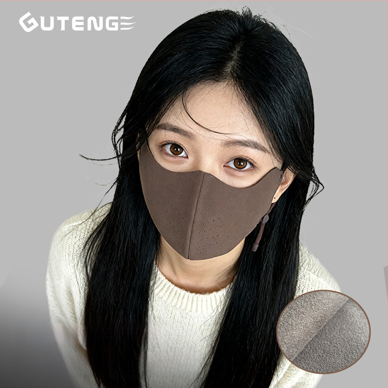 Топла есенно-зимна найлонова маска за лице с UPF50+ UV защита, ушни куки, монохромен модел, унисекс