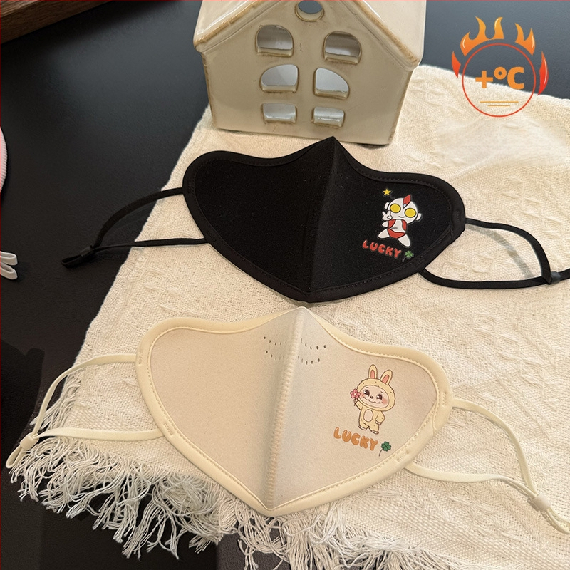 Детска карикатурна топла маска за лице с дебело австралийско кадифено покритие, ушна кука дизайн, подходяща за есен и зима, защита на лицето