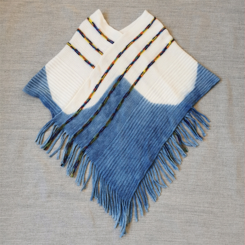 Șal din lână | Hand-made în stil Bai, tie-dye Dali, șal lung, iarnă 2023