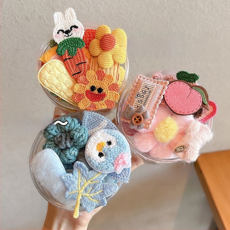 Laste juukseklemmide komplekt karikatuurilille kujundusega, bangs ja külgklemm, sobib 3–10-aastastele (Sügis 2025)