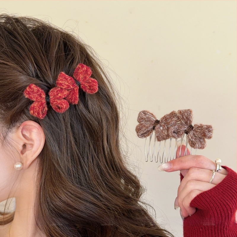 Панделкова щипка за коса, корейски стил, форма: панделка, материал: сплав, ръчна изработка, Зима 2025