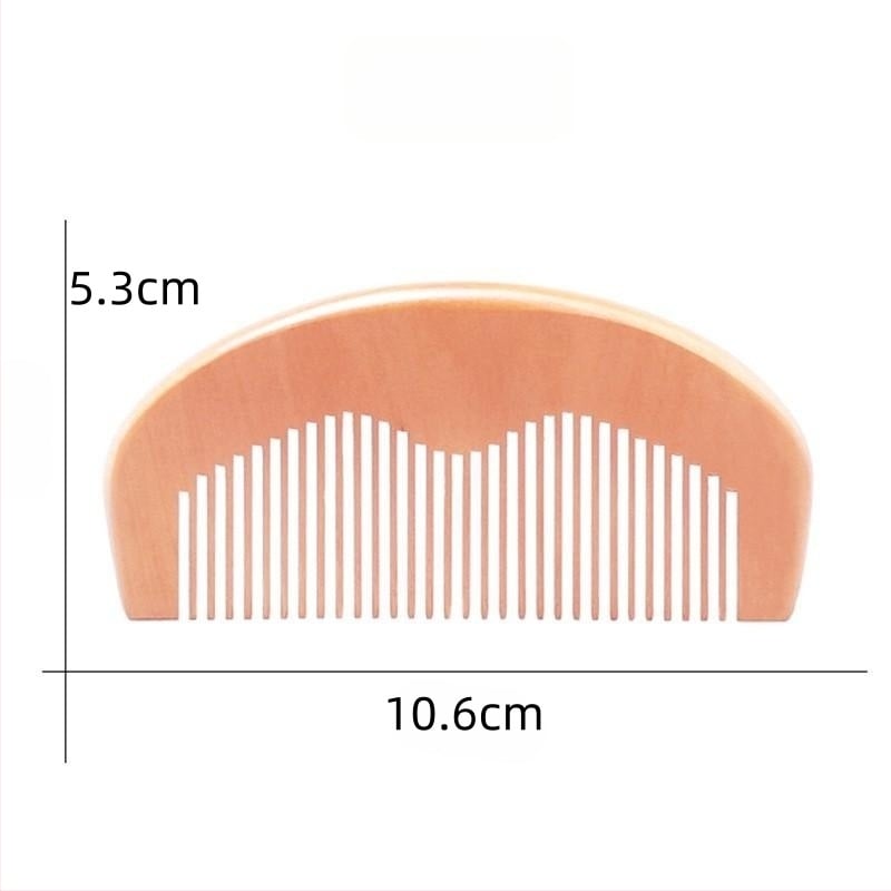 Ξύλινη χτένα για γενειάδα από ξύλο ροδάκινου με χαρακτικές λεπτομέρειες και λογότυπο χαραγμένο με λέιζερ, λεία επιφάνεια