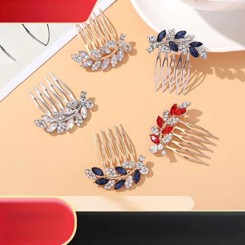 Γαμήλιο χτενάκι μαλλιών με κρύσταλλα, σχέδιο φύλλου, εθνικό στυλ, γλυπτό φινίρισμα, αυτόνομη συσκευασία, δυνατότητα προσαρμογής