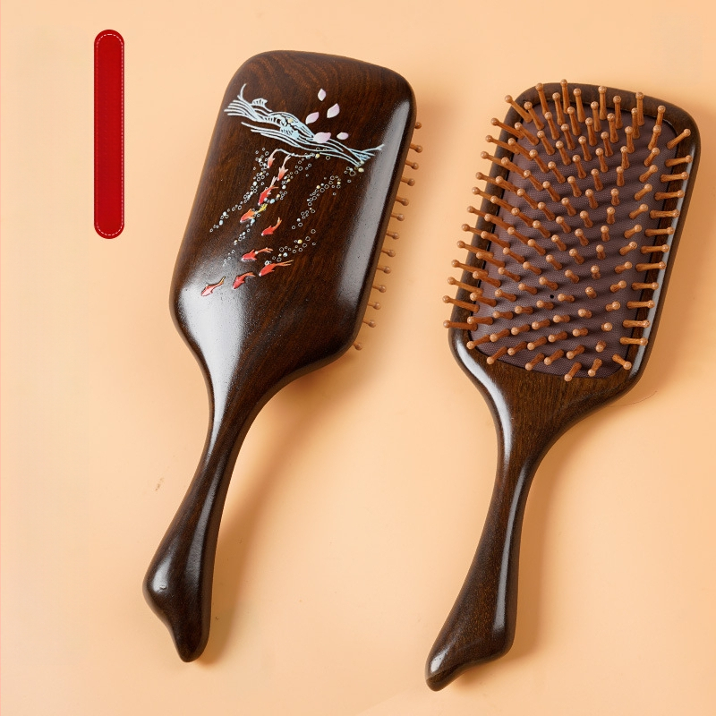 Weiya гребен за коса от сандалово дърво с въздушна възглавница за масаж на скалпа