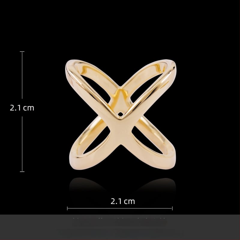 Γυναικεία αγκράφα από χαλκό σε X-σχήμα για σάλι με επίχρυση επικάλυψη και χρυσές ενθέσεις