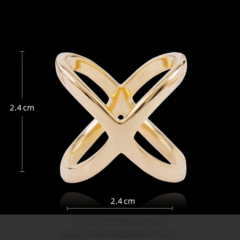 Γυναικεία αγκράφα από χαλκό σε X-σχήμα για σάλι με επίχρυση επικάλυψη και χρυσές ενθέσεις