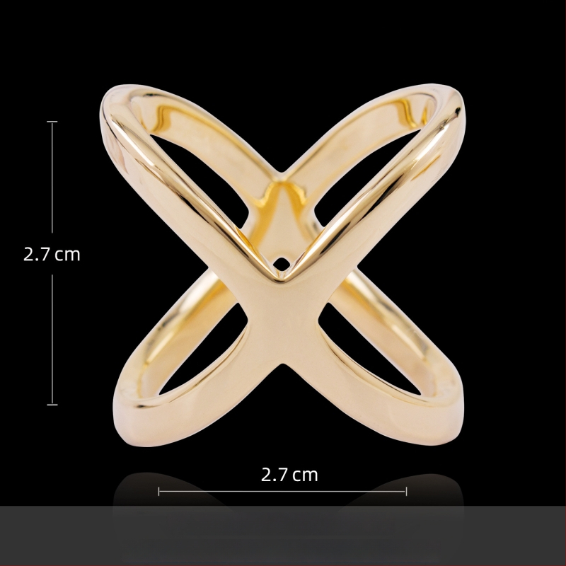 Γυναικεία αγκράφα από χαλκό σε X-σχήμα για σάλι με επίχρυση επικάλυψη και χρυσές ενθέσεις