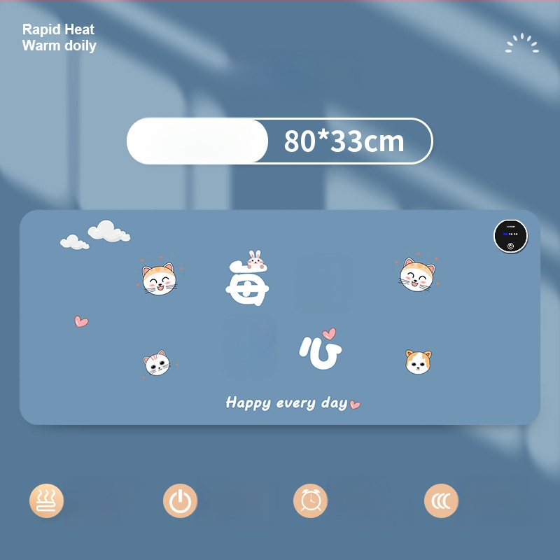 Velika grijana podloga za miš za stolno računalo s karikativnim dizajnom, podesiva temperatura, aluminijsko odvođenje topline, kožna površina
