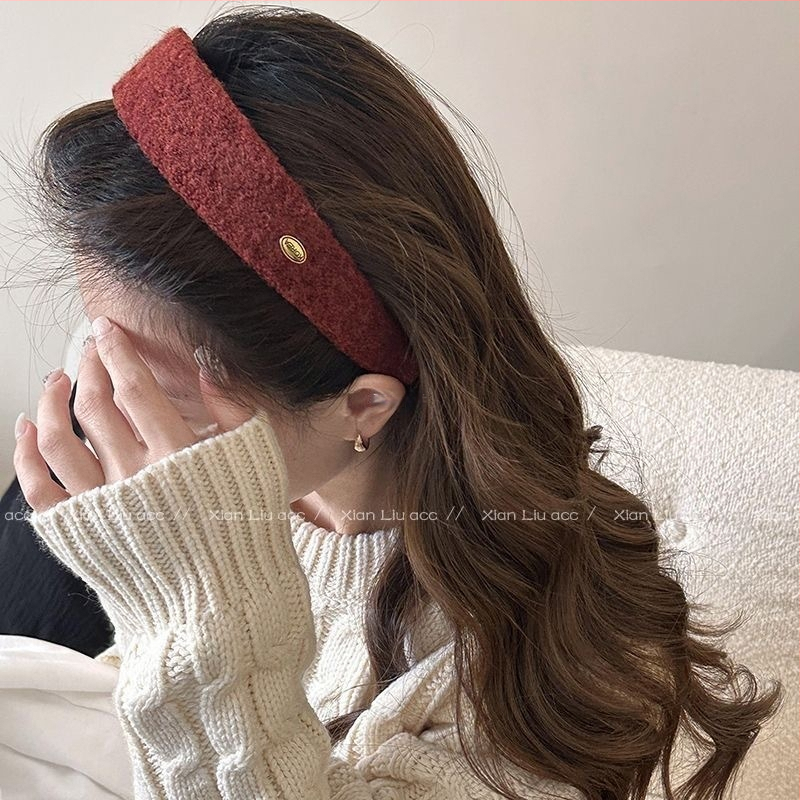 Hongming Käsitöö juukseband kangast, sügis-talviseks hooajaks, laia äärmega, naistele, Korea stiil, kuldne silt, peakatte aksessuaar, 2025