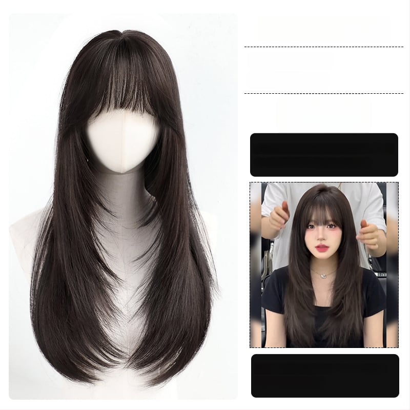 Perucă – păr lung drept cu breton; material: sârmă rezistentă la temperaturi înalte; mecanism de fabricație; Chu Chu