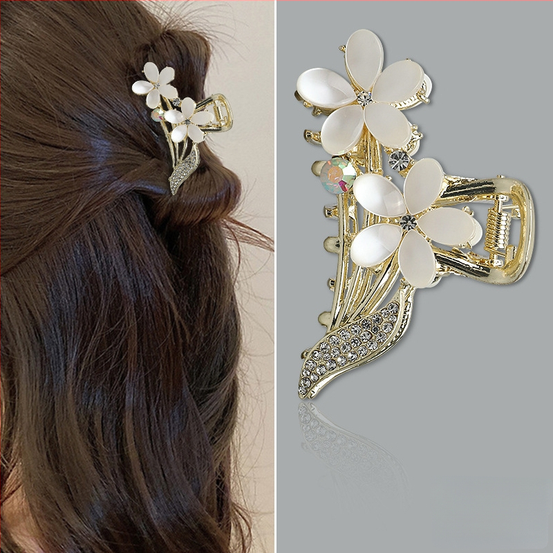 Naise juukseklips alumiiniumi Cat's Eye kristalliga, liblika ja lillemotiiv, haaramisklips, elektroplaadimine, kohandatav