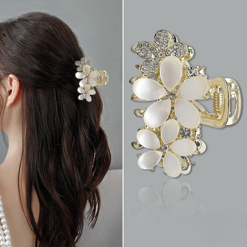 Naise juukseklips alumiiniumi Cat's Eye kristalliga, liblika ja lillemotiiv, haaramisklips, elektroplaadimine, kohandatav