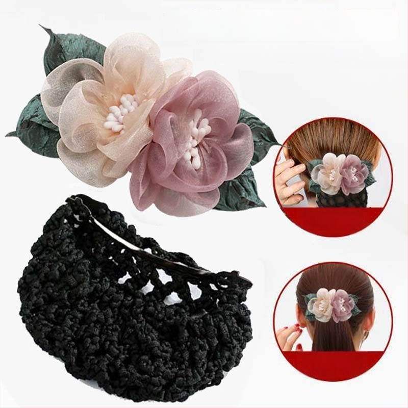 Женска мрежа за коса с флорални мотиви, ръчно плетена от копринена прежда, национален стил, персонализирана изработка, пролет 2025