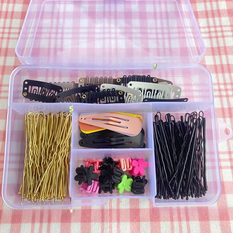 Juukseklammi komplekt U-kujuline veetilka kujuga, külgklipsiga, karbis, originaalne disain, juukseaksessuaarid, 2025 talv