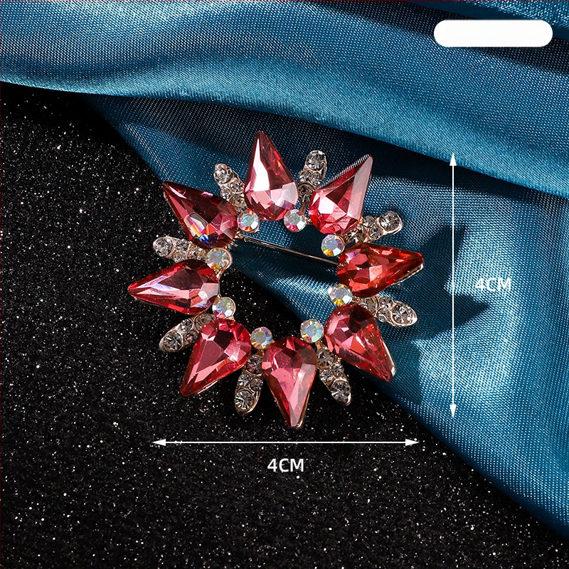 Брошка във формата на цвете с кристални акценти, корейски стил, метална сплав, мултифункционална, двойна употреба