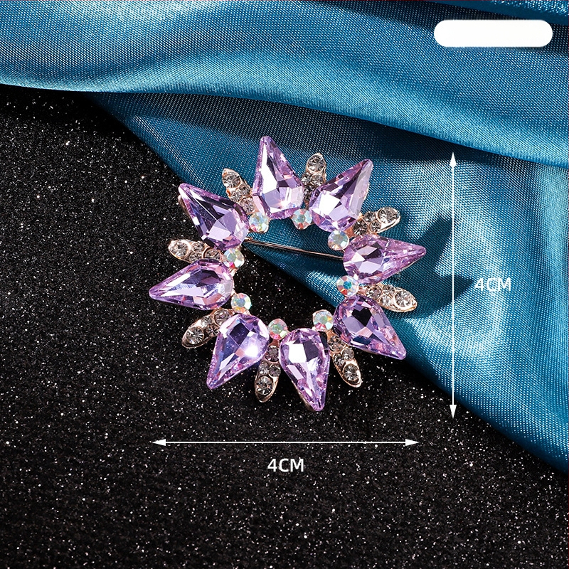 Брошка във формата на цвете с кристални акценти, корейски стил, метална сплав, мултифункционална, двойна употреба