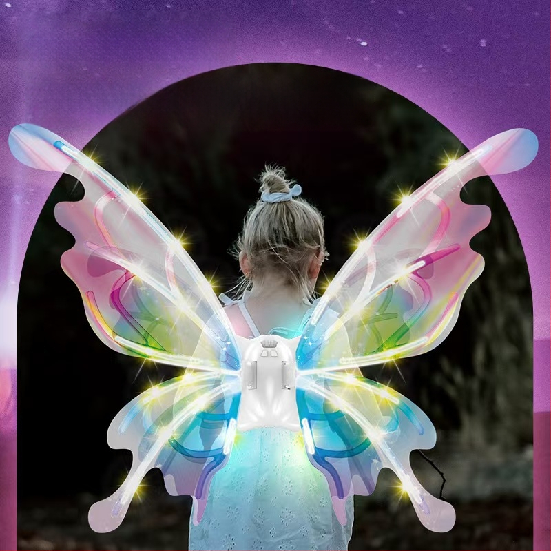 Vaikų šviesūs drugelių sparnai – judantys šviesos sparnai, plastikinė nugaros dekoracija, skirta 7–14 metų vaikams