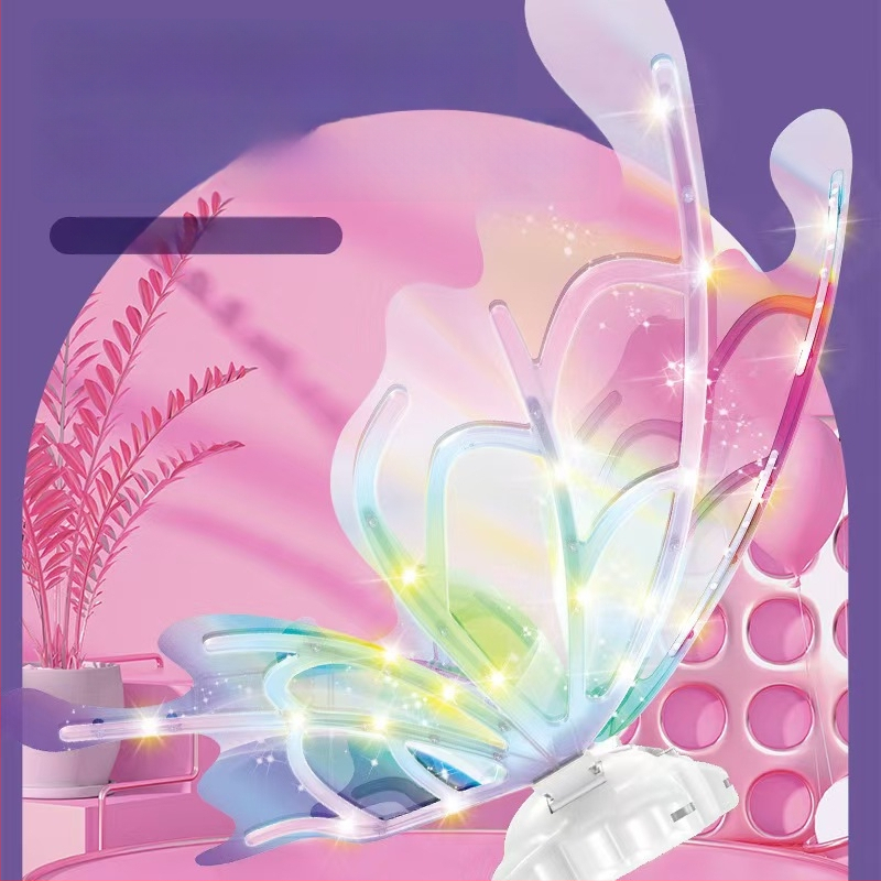 Vaikų šviesūs drugelių sparnai – judantys šviesos sparnai, plastikinė nugaros dekoracija, skirta 7–14 metų vaikams