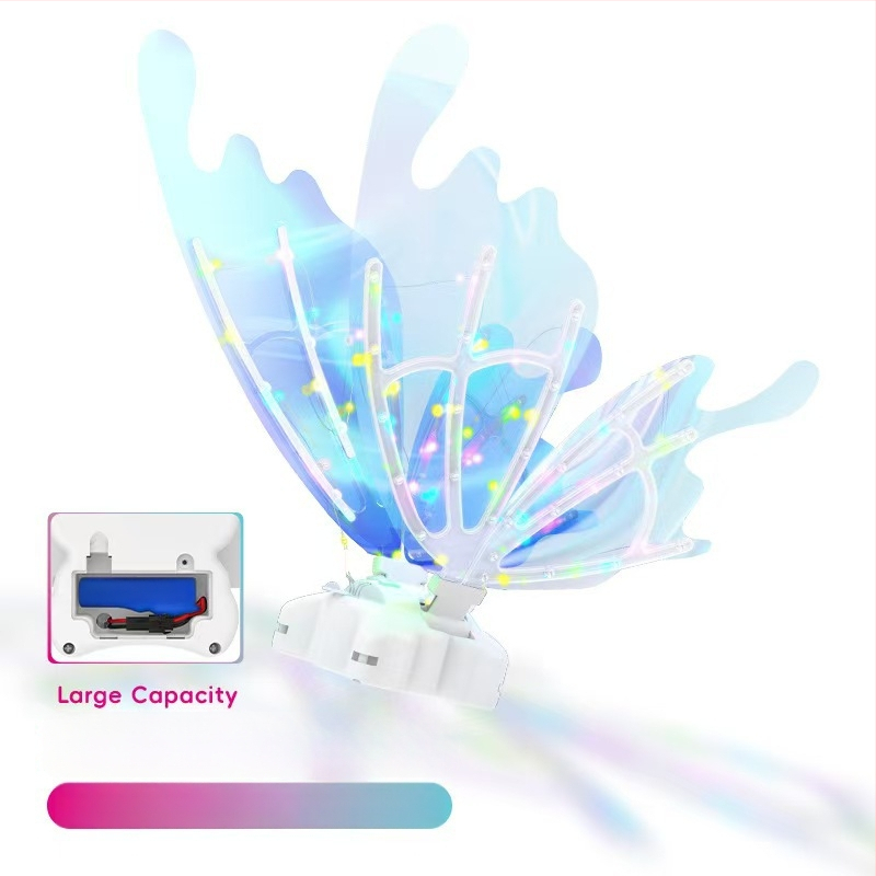 Vaikų šviesūs drugelių sparnai – judantys šviesos sparnai, plastikinė nugaros dekoracija, skirta 7–14 metų vaikams