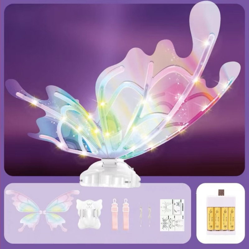 Vaikų šviesūs drugelių sparnai – judantys šviesos sparnai, plastikinė nugaros dekoracija, skirta 7–14 metų vaikams