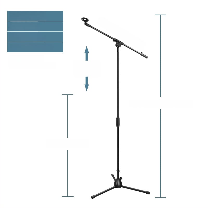 Mikrofona statīvs ar trim kājām, grīdas statīvs, vertikāls šķērsstienis, modelis 103