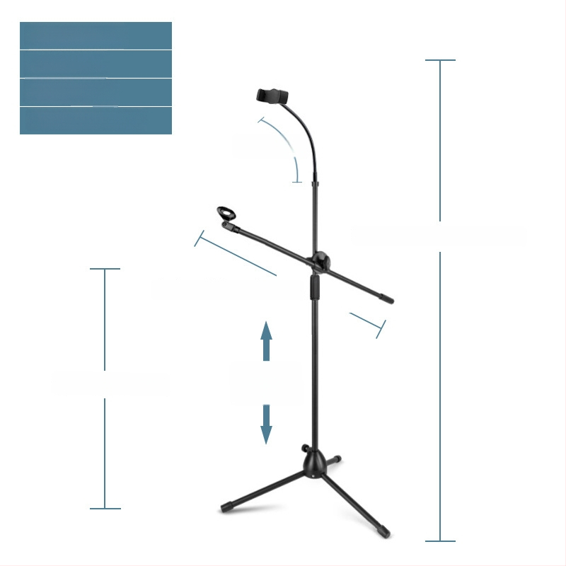 Mikrofona statīvs ar trim kājām, grīdas statīvs, vertikāls šķērsstienis, modelis 103