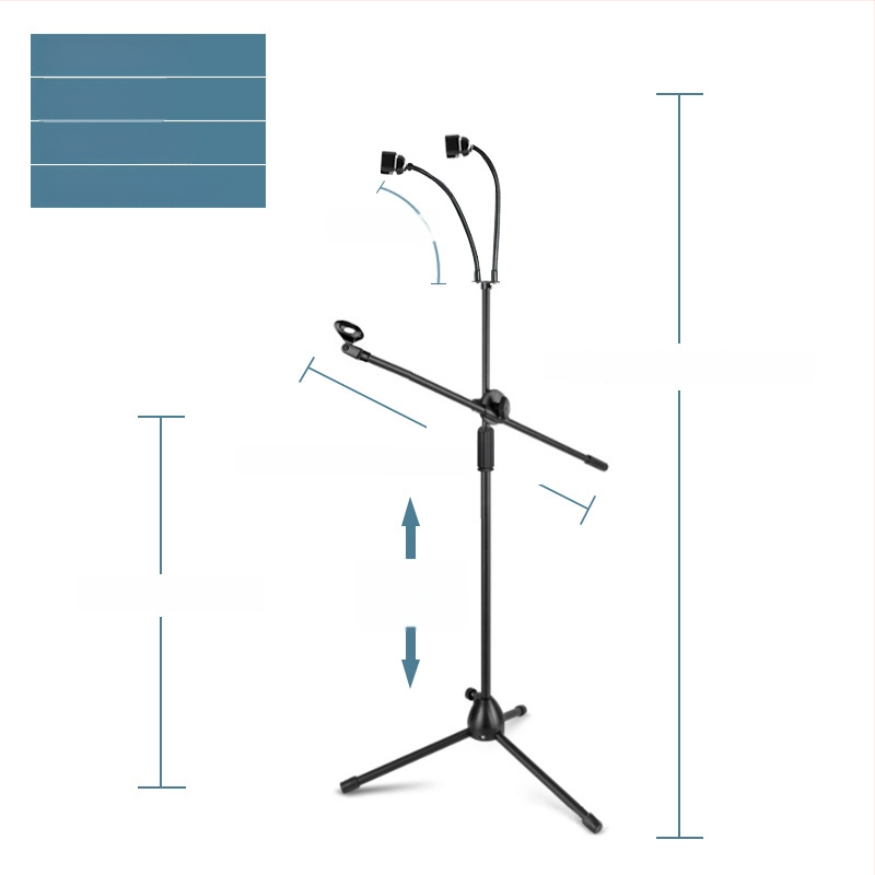 Mikrofona statīvs ar trim kājām, grīdas statīvs, vertikāls šķērsstienis, modelis 103