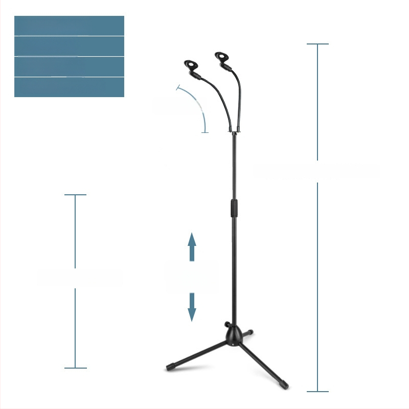 Mikrofona statīvs ar trim kājām, grīdas statīvs, vertikāls šķērsstienis, modelis 103