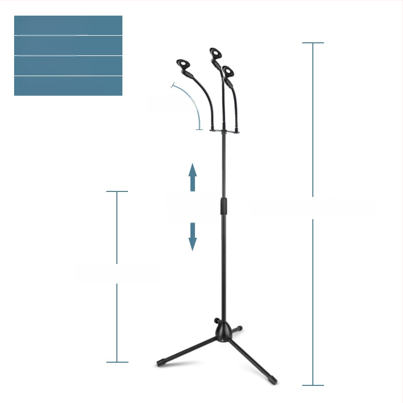 Mikrofona statīvs ar trim kājām, grīdas statīvs, vertikāls šķērsstienis, modelis 103