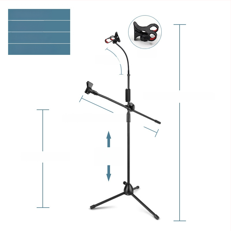 Mikrofona statīvs ar trim kājām, grīdas statīvs, vertikāls šķērsstienis, modelis 103
