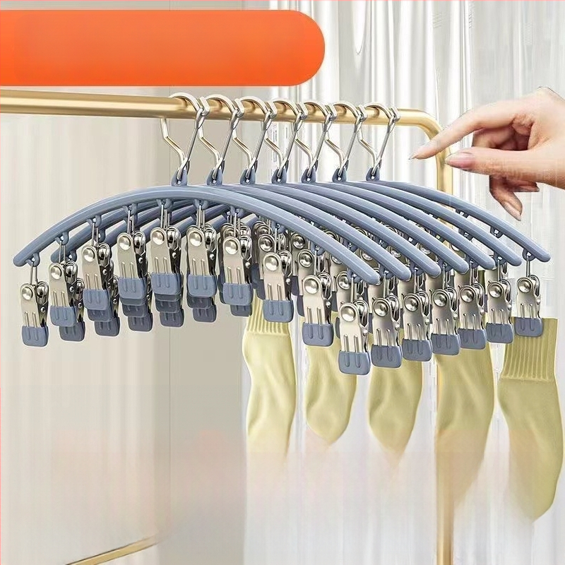 Ατσάλινο ράφι κλιπ στέγνωσης μπαλκονιού με 10 κλιπ – μη διπλόμενο, για εσώρουχα, κάλτσες και γραβάτες; 100 τεμάχια ανά κουτί