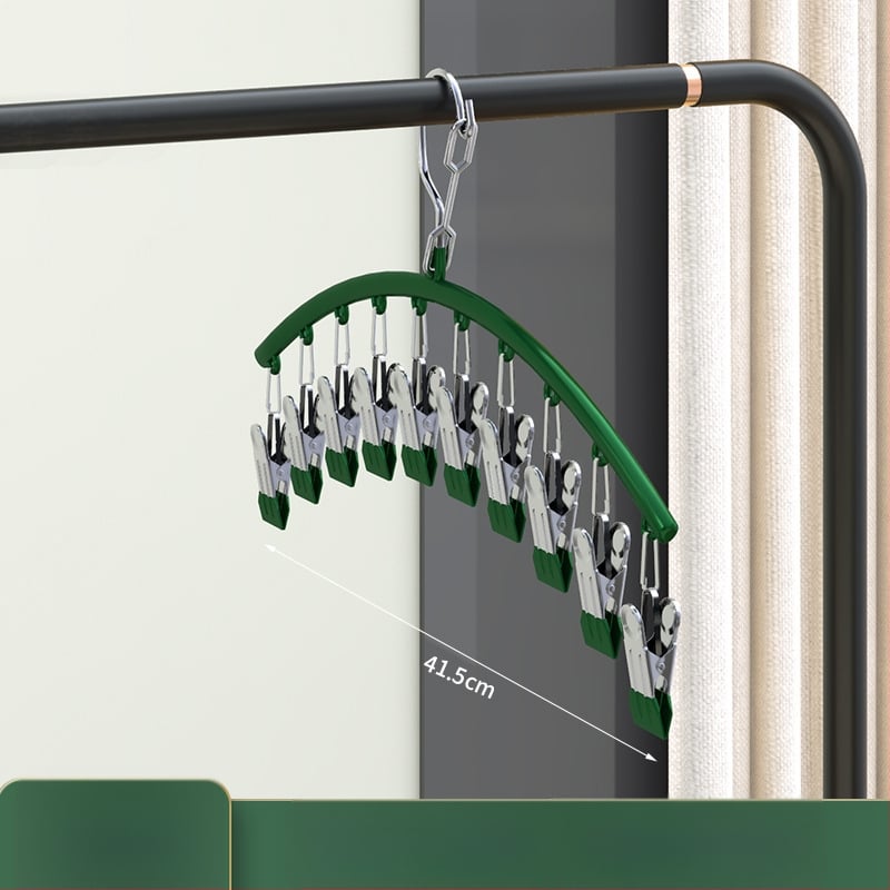 Ατσάλινο ράφι κλιπ στέγνωσης μπαλκονιού με 10 κλιπ – μη διπλόμενο, για εσώρουχα, κάλτσες και γραβάτες; 100 τεμάχια ανά κουτί