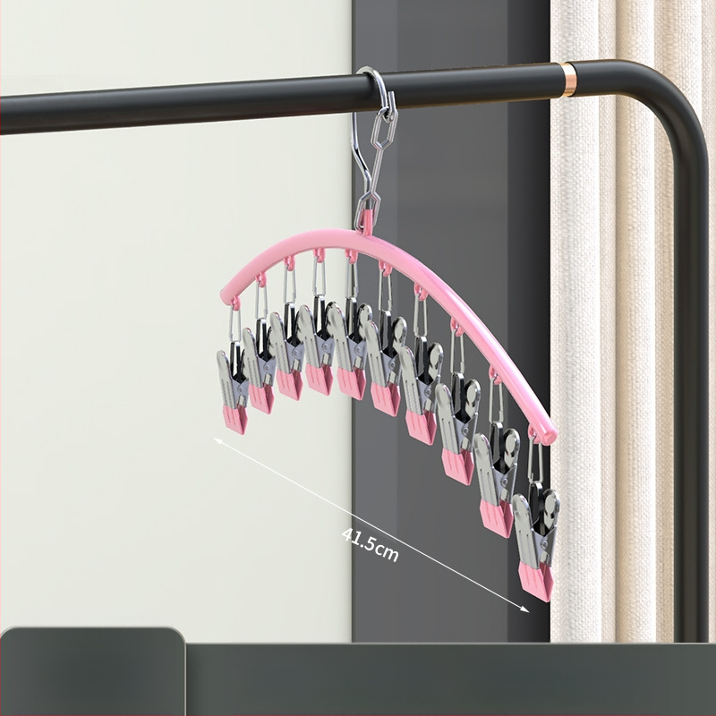 Ατσάλινο ράφι κλιπ στέγνωσης μπαλκονιού με 10 κλιπ – μη διπλόμενο, για εσώρουχα, κάλτσες και γραβάτες; 100 τεμάχια ανά κουτί