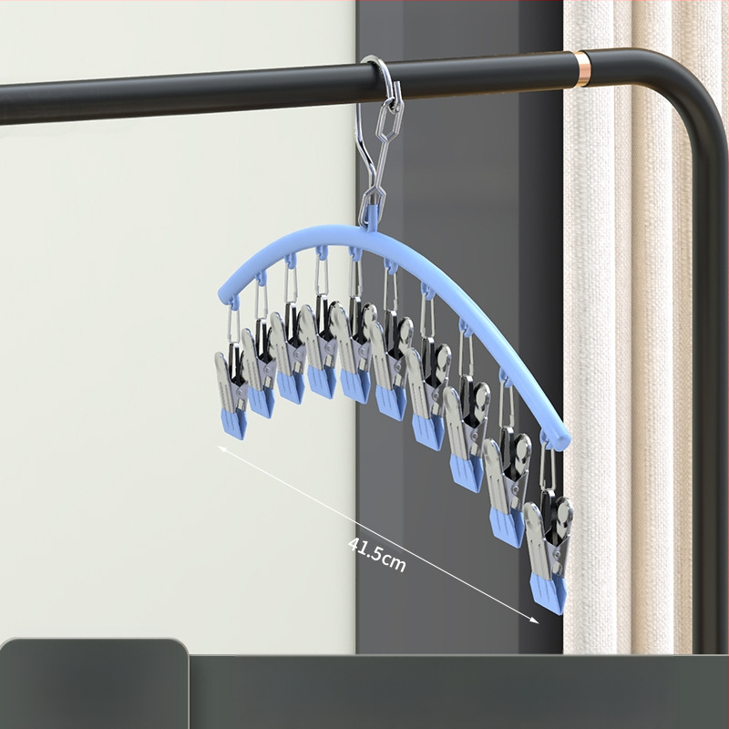 Ατσάλινο ράφι κλιπ στέγνωσης μπαλκονιού με 10 κλιπ – μη διπλόμενο, για εσώρουχα, κάλτσες και γραβάτες; 100 τεμάχια ανά κουτί