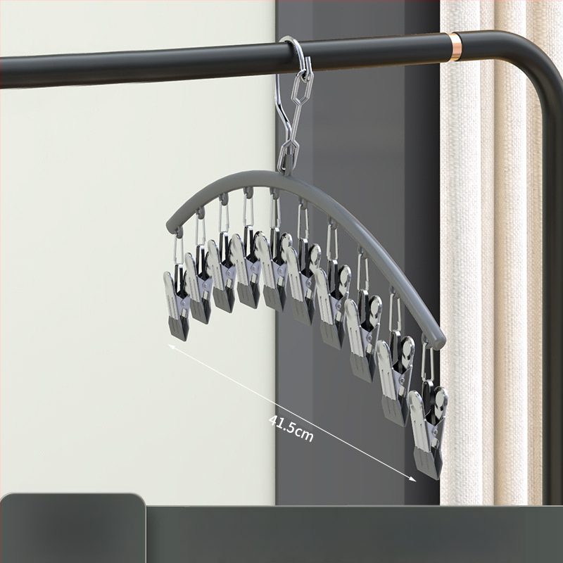 Ατσάλινο ράφι κλιπ στέγνωσης μπαλκονιού με 10 κλιπ – μη διπλόμενο, για εσώρουχα, κάλτσες και γραβάτες; 100 τεμάχια ανά κουτί