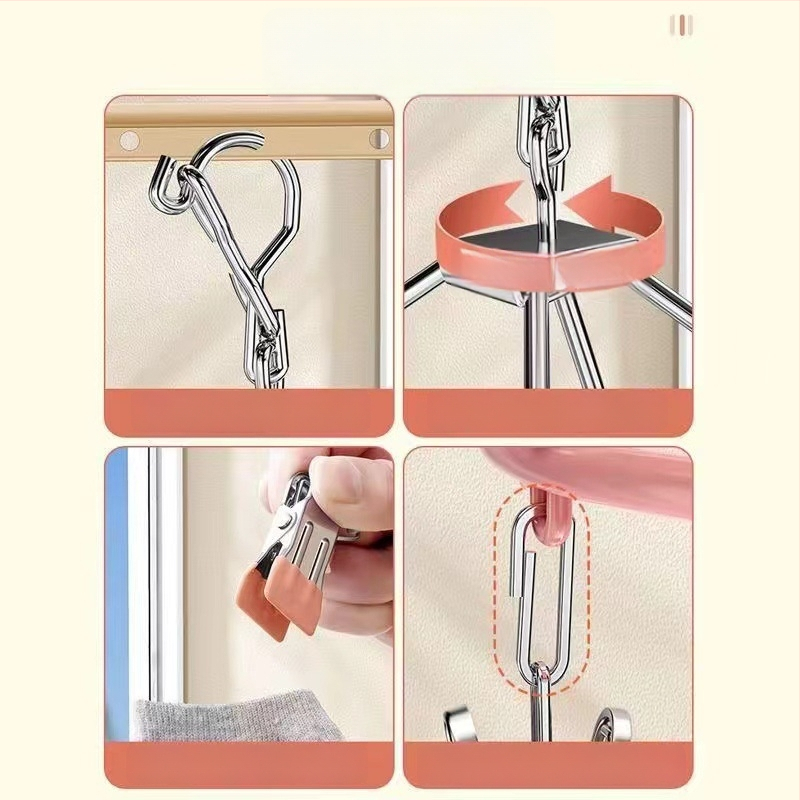 Кръгъл сушач за чорапи от неръждаема стомана, 24 клипа, сгъваем, за домашна употреба