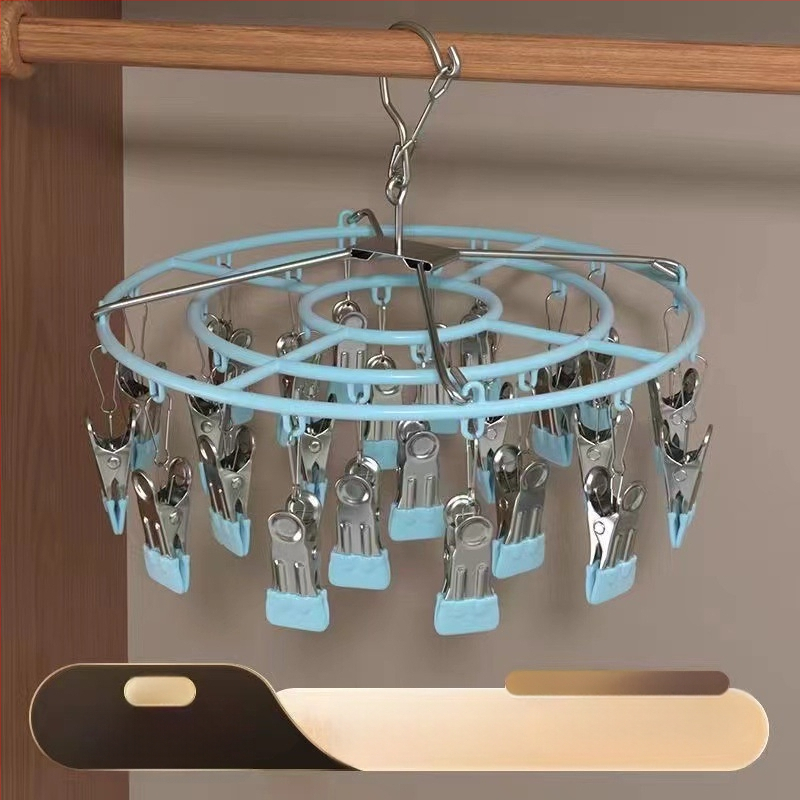 Кръгъл сушач за чорапи от неръждаема стомана, 24 клипа, сгъваем, за домашна употреба