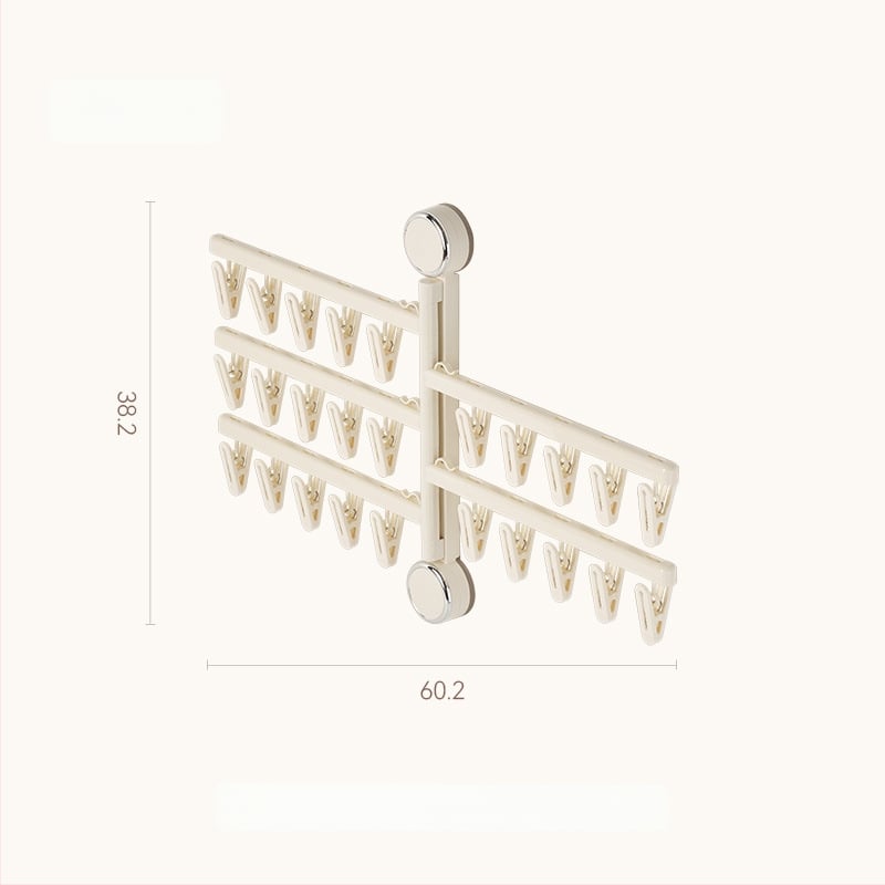 Egarda Κλιπ στέγνωσης με βεντούζα – τοίχος, αναδιπλόμενο, 20 πλαστικά κλιπ, για εσώρουχα, κάλτσες, πουκάμισα